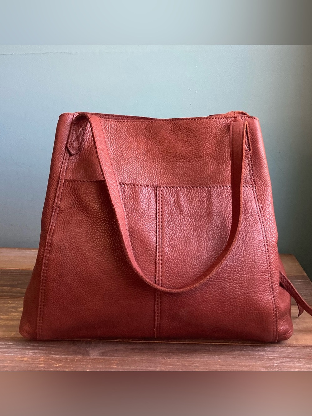 Margot New York Marcy Leather Tote Bag Brandy - Picture 3 of 10